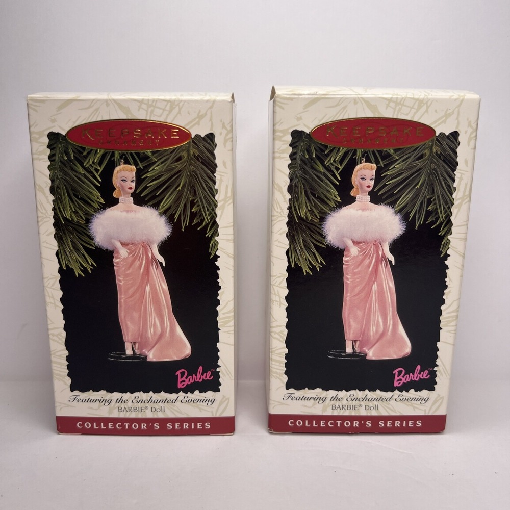 1996 Hallmark Barbie Enchanted Evening Keepsake Ornaments Lot of 2 Boxed